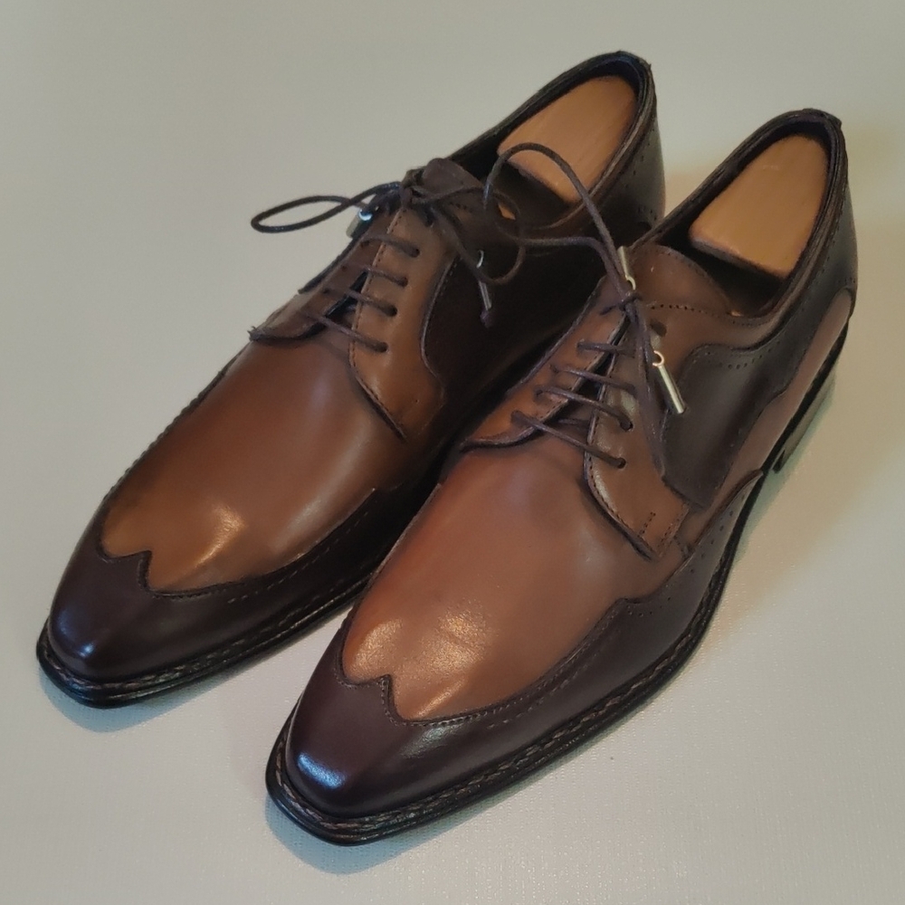 Matteo Massimo Men's Two-tone Brown Leather Dress Shoes